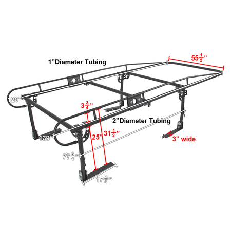 Spec-D Tuning All All All Adjustable Pickup Ladder Rack RRBL-58503BK